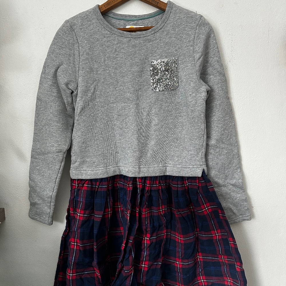 Boden Sweatshirt Plaid Tunic Dress 15-16Y